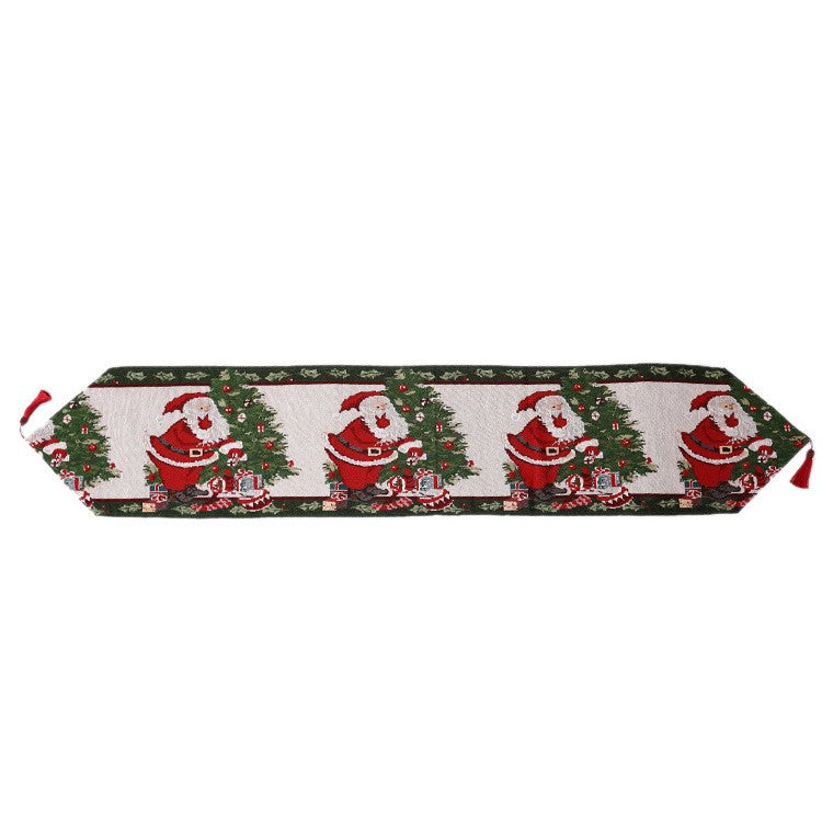Napron Decorativ pentru Masa, Flippy, Model Mos Craciun, Tematica Craciun, 35 x 180 cm, Rosu/Verde