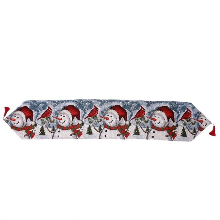 Napron Decorativ pentru Masa, Flippy, Model Oameni de Zapada, Tematica Craciun, 35 x 180 cm, Rosu/Verde