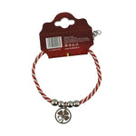 Martisor de Tip Bratara cu 4 Bile si Pandativ Metalic, Jolie, Model Trifoi in Cerc, Design Clasic, Snur Rasucit