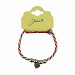Martisor de Tip Bratara cu 4 Bile si Pandativ Metalic, Jolie, Model Inima Made with Love, Design Clasic, Snur Rasucit