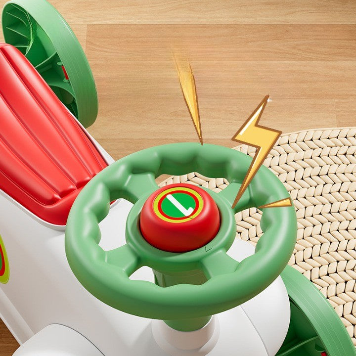 Masinuta Ride-On Flippy, cu Sistem Anti-Rasturnare, Claxon pe Volan, 1-6 Ani, 60 x 28 x 34 cm, Alb-Verde