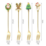 Set 4 Furculite, Flippy, Tema Craciun, Model Carry The Merry, 4 Modele, din Otel Inoxidabil, 19.5 x 16 x 2 cm,