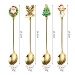 Set 4 Lingurite, Flippy, Tema Craciun, Model Carry The Merry, 4 Modele, din Otel Inoxidabil, 19.5 x 16 x 2 cm,