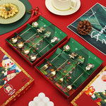 Set 4 Lingurite, Flippy, Tema Craciun, Model Carry The Merry, 4 Modele, din Otel Inoxidabil, 19.5 x 16 x 2 cm,