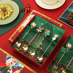 Set 4 Lingurite, Flippy, Tema Craciun, Model Carry The Merry, 4 Modele, din Otel Inoxidabil, 19.5 x 16 x 2 cm,