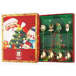 Set 4 Lingurite, Flippy, Tema Craciun, Model Carry The Merry, 4 Modele, din Otel Inoxidabil, 19.5 x 16 x 2 cm,