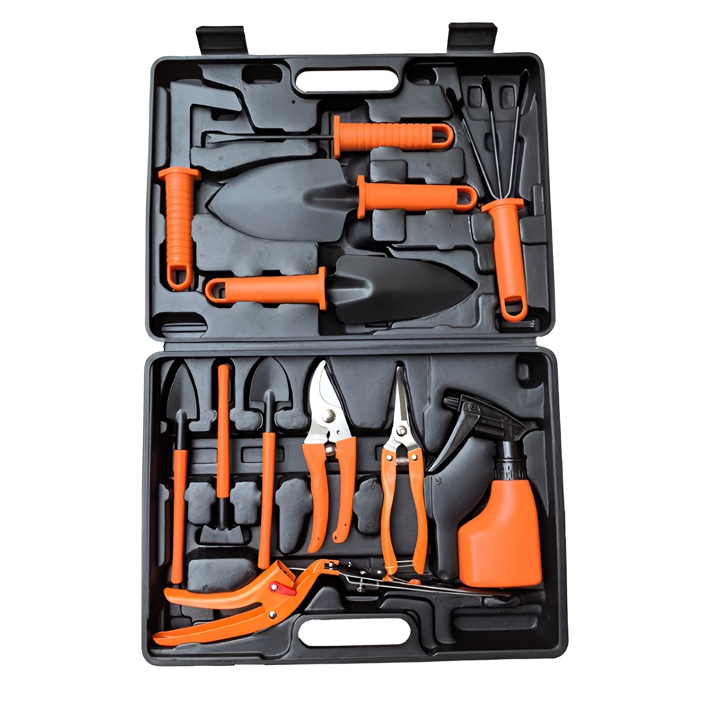 Set 12 Unelte de Gradina, Flippy, pentru Plantare Prelucrare Sol si Ingrijire Plante, Manere Portocalii, Material PVC