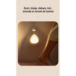 Lampa de veghe portabila cu 2 moduri de functionare Flippy, silicon non-toxic, reincarcabila USB, senzor miscare, alb,