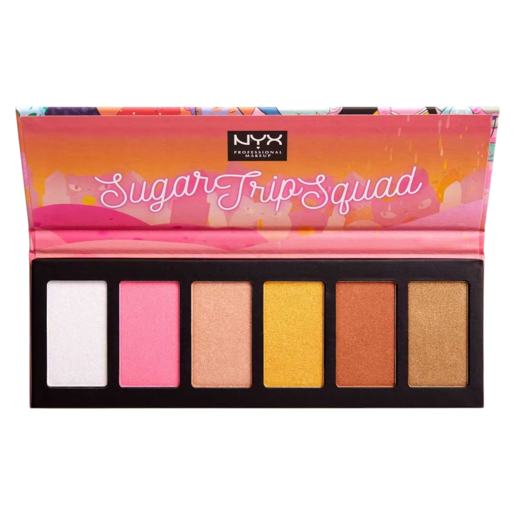 Nyx, Sugar Trip Squad, Fără cruzime, Strălucitor, Paletă de evidențiatoare, 01, SQUADHP, 30 g