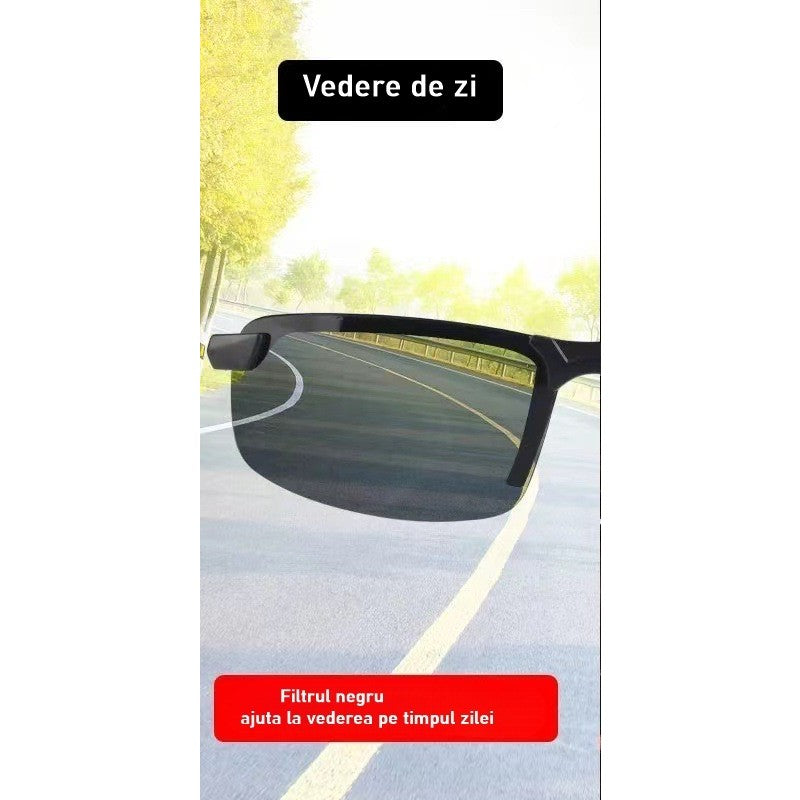Ochelari de Soare, Flippy, Polarizati, pentru Condus, Ciclism, 400 UV, cu Lentila Neagra pentru Protectie, Rama Neagra,