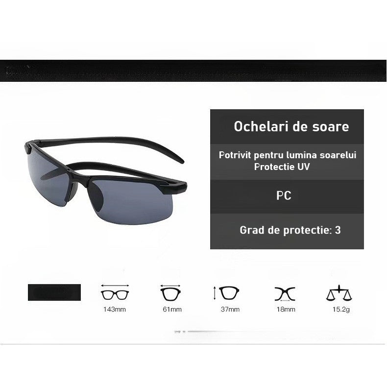Ochelari de Soare, Flippy, Polarizati, pentru Condus, Ciclism, 400 UV, cu Lentila Neagra pentru Protectie, Rama Neagra,
