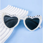 Ochelari Decorativi, Flippy, Model Just Married, cu Perle, pentru Nunta, din PC, 15.3 x 5.7 x 14.5 cm, Alb