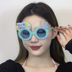 Ochelari Decorativi, Flippy, pentru Petrecere, din ABS, Unisex, Model Happy Birthday, 13.5 x 8.5 cm, Albastru cu Lenile