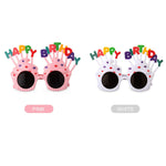 Ochelari Happy Birthday, Flippy, Tematica Aniversare, Protectie Soare, din Plastic, Model Prajiturele, 18.5x11.5 cm, Roz