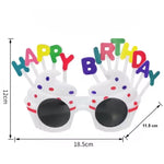 Ochelari Rotunzi Happy Birthday, Flippy, Tematica Aniversare, Protectie Soare, din Plastic, 18.5x11.5 cm, Alb