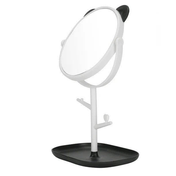 Oglina Cosmetica cu Picior, Flippy, HD, Rotire 360 Grade, 15 cm Diametru, Suport Bijuterii Baza + Brate, Model cu