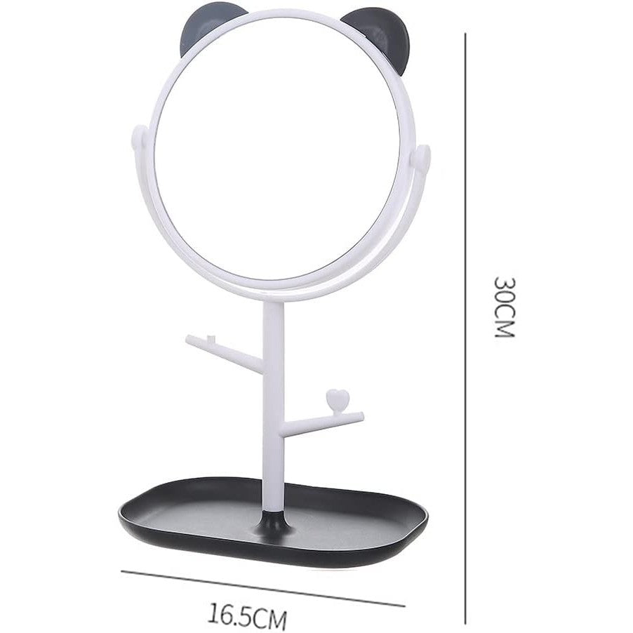 Oglina Cosmetica cu Picior, Flippy, HD, Rotire 360 Grade, 15 cm Diametru, Suport Bijuterii Baza + Brate, Model cu