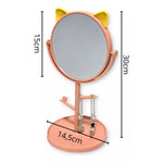 Oglina Cosmetica cu Picior, Flippy, HD, Rotire 360 Grade, 15 cm Diametru, Suport Bijuterii Baza Rotunda + 2 Brate,