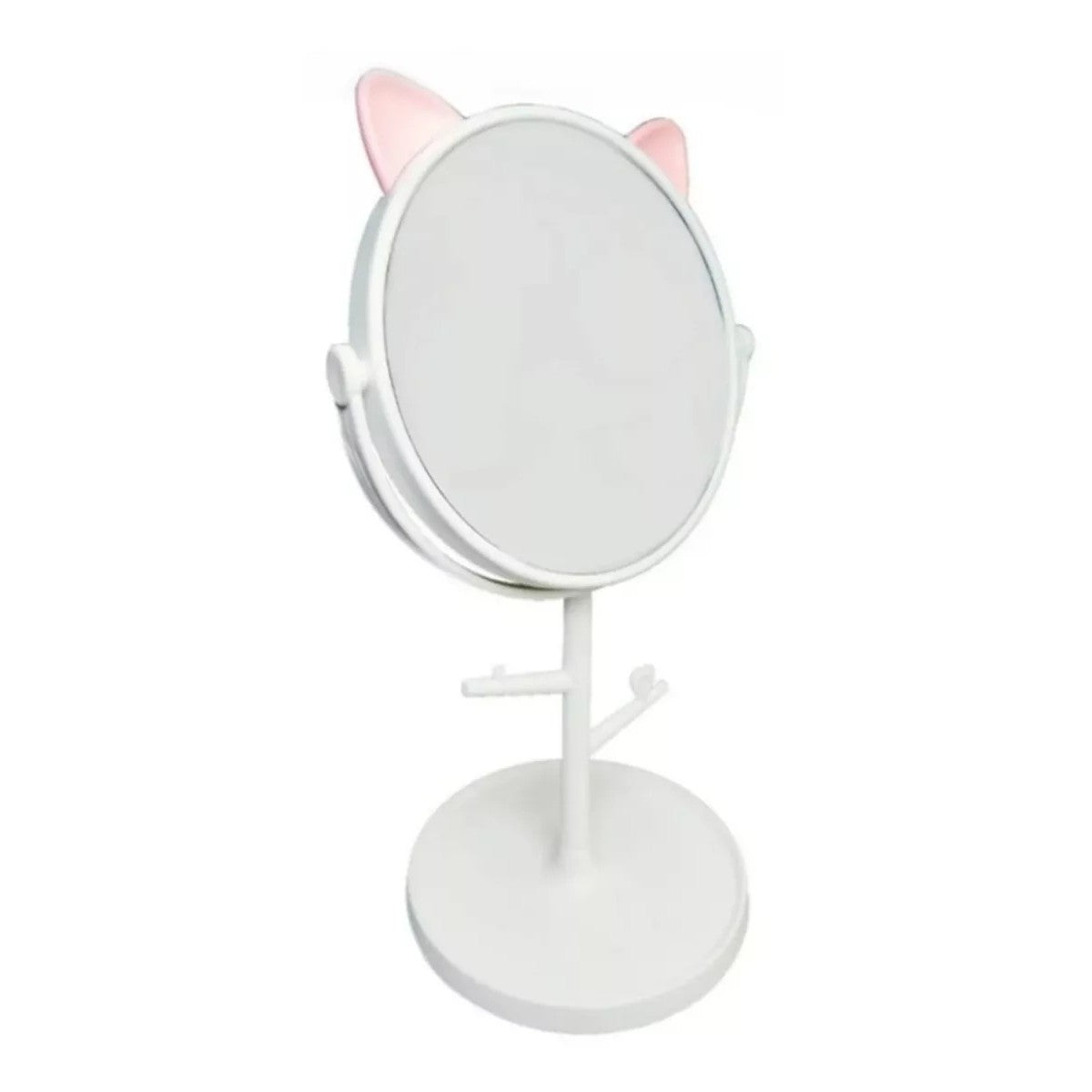 Oglina Cosmetica cu Picior, Flippy, HD, Rotire 360 Grade, 15 cm Diametru, Suport Bijuterii Baza Rotunda + 2 Brate,
