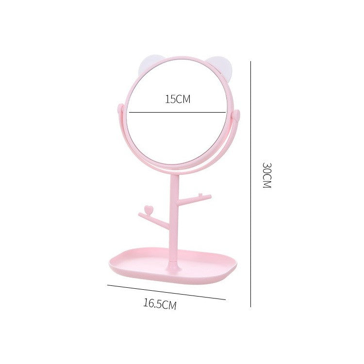 Oglina Cosmetica cu Picior, Flippy, HD, Rotire 360 Grade, 15 cm Diametru, Suport Bijuterii Baza + Brate, Model cu