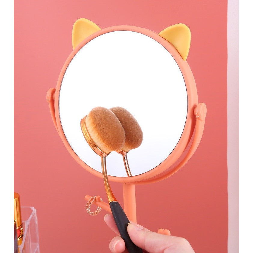Oglina Cosmetica cu Picior, Flippy, HD, Rotire 360 Grade, 15 cm Diametru, Suport Bijuterii Baza Rotunda + 2 Brate,