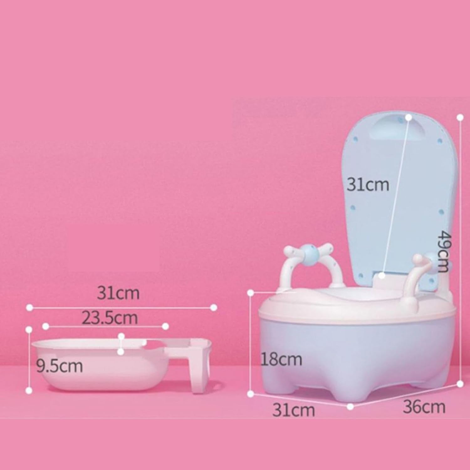 Olita pentru Copii, Flippy, +1an, Portabila, Design Vacuta cu Capac, Model Prietenos, Non-Toxic, cu Manere,