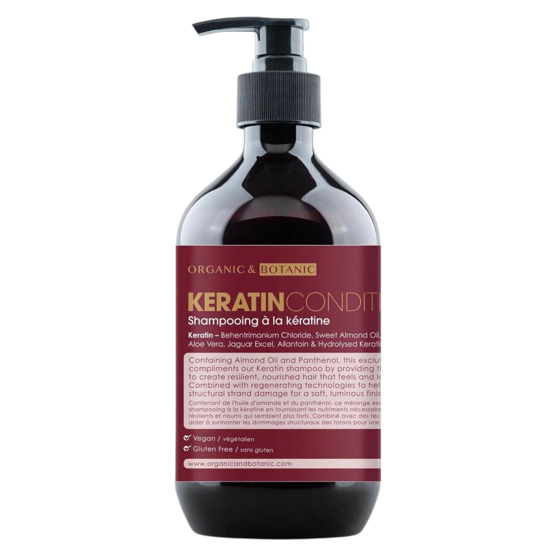 Organic & Botanic, Keratin, Balsam de tratament pentru păr, Cleansing and Conditioning, Toate tipurile de păr, 500 ml