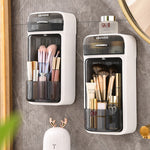 Organizator Baie, Flippy, 4 Compartimente si 1 Sertar, Rotire 360 Grade, din PP+PET, 27.5 x 16 x 11 cm, Alb/Negru