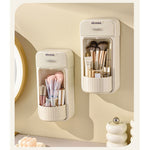 Organizator Baie, Flippy, 4 Compartimente si 1 Sertar, Rotire 360 Grade, din PP+PET, 27.5 x 16 x 11 cm, Crem
