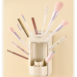 Organizator Baie, Flippy, 4 Compartimente si 1 Sertar, Rotire 360 Grade, din PP+PET, 27.5 x 16 x 11 cm, Crem
