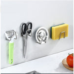 Organizator bucatarie Flippy cu adeziv, carlig-suport pentru burete, accesorii bucatarie, 5x5x3,5 cm, otel inoxidabil,