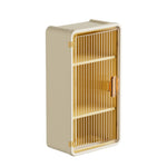 Organizator Cosmetice, Flippy, Montare pe Perete fara Perforare, 36.5x10.9x20 cm, cu 3 Rafturi, din PP si ABS, Bej, Usa