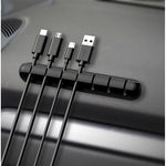 Organizator de Cabluri, Flippy, Autoadeziv, Multifunctional, 7 Locuri de Suport, 11.8x2.2cm, Negru