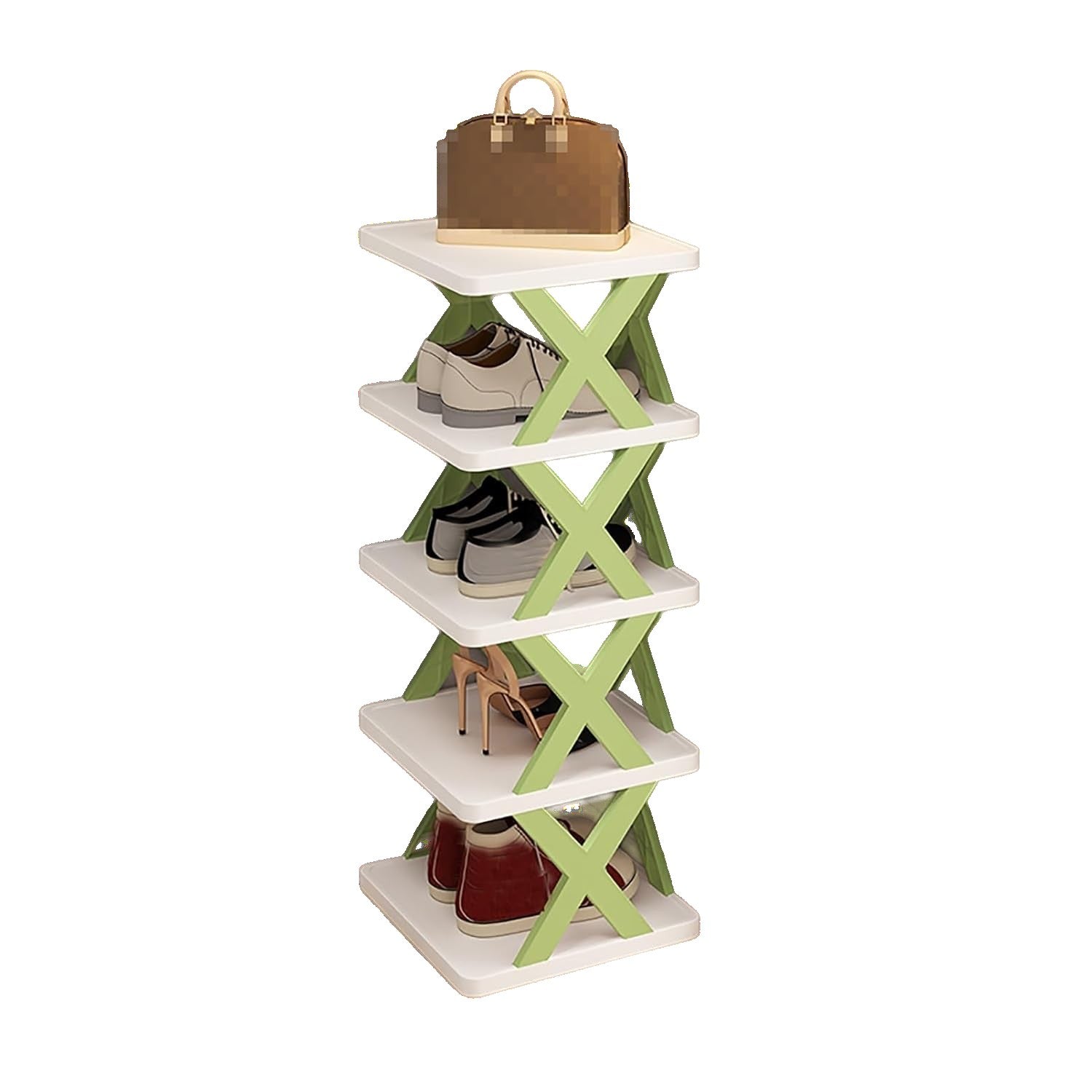 Organizator de Pantofi, Flippy, 5 Straturi, din ABS, Suport Modular, 65.5 x 24 x 26 cm, Verde