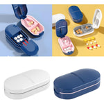 Organizator medicamente, Flippy, Dispozitiv Taiere/Sfaramare Pastile, Ideala pentru Calatorii, Portabila, Perie pentru