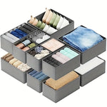 Organizator pentru Sertar, Flippy, 3 Marimi, pentru Lenjerie, Tricouri, Sosete, 6 Piese, Pliabil, Stivuibil, din