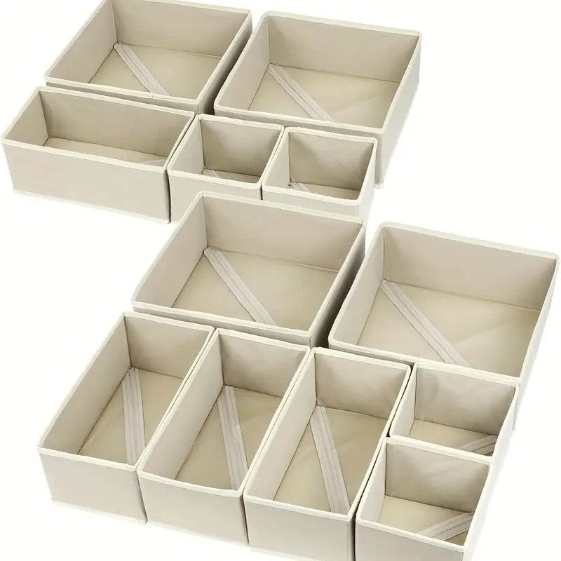 Organizator pentru Sertar, Flippy, 3 Marimi, pentru Lenjerie, Tricouri, Sosete, 6 Piese, Pliabil, Stivuibil, din