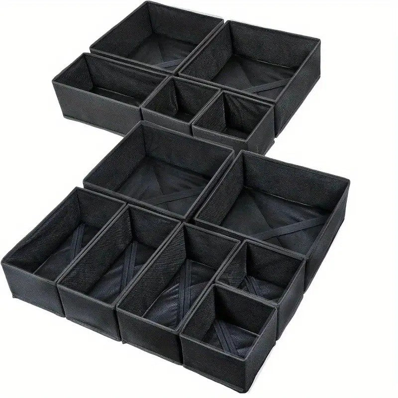 Organizator pentru Sertar, Flippy, 3 Marimi, pentru Lenjerie, Tricouri, Sosete, 6 Piese, Pliabil, Stivuibil, din