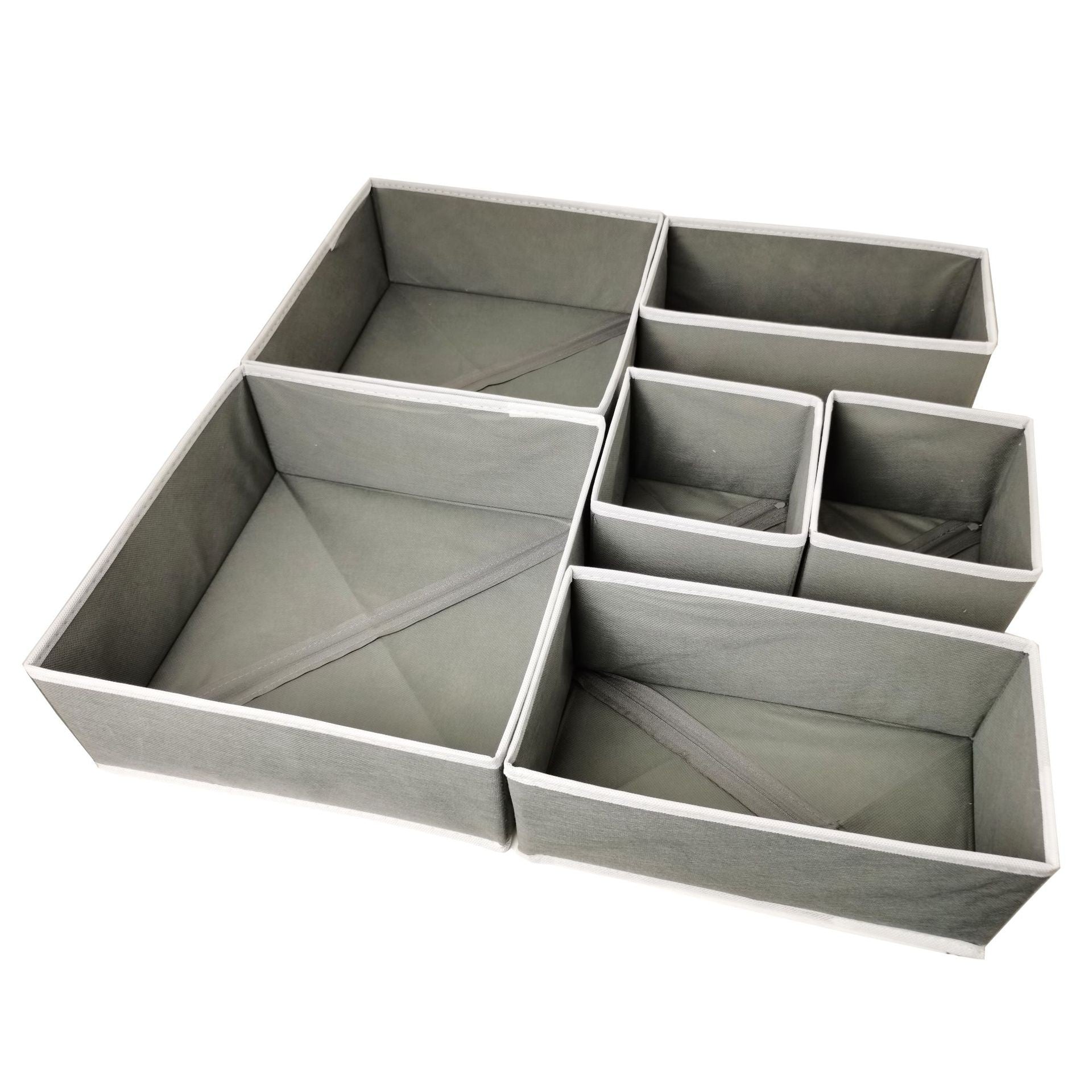 Organizator pentru Sertar, Flippy, 3 Marimi, pentru Lenjerie, Tricouri, Sosete, 6 Piese, Pliabil, Stivuibil, din