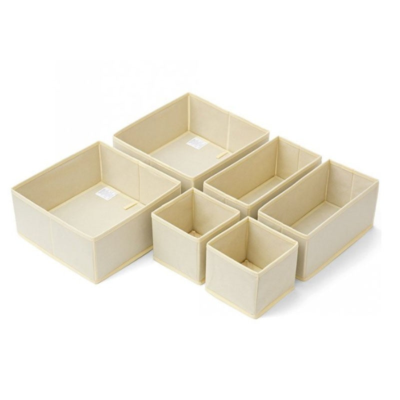 Organizator pentru Sertar, Flippy, 3 Marimi, pentru Lenjerie, Tricouri, Sosete, 6 Piese, Pliabil, Stivuibil, din