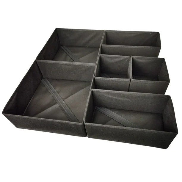 Organizator pentru Sertar, Flippy, 3 Marimi, pentru Lenjerie, Tricouri, Sosete, 6 Piese, Pliabil, Stivuibil, din