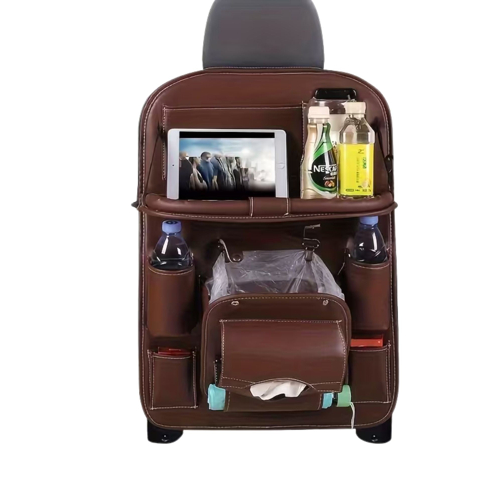 Organizator Spate Scaun Auto, Flippy, Masa Pliabila, Piele Ecologica, Impermeabil, Suport pentru Tableta, Sortare
