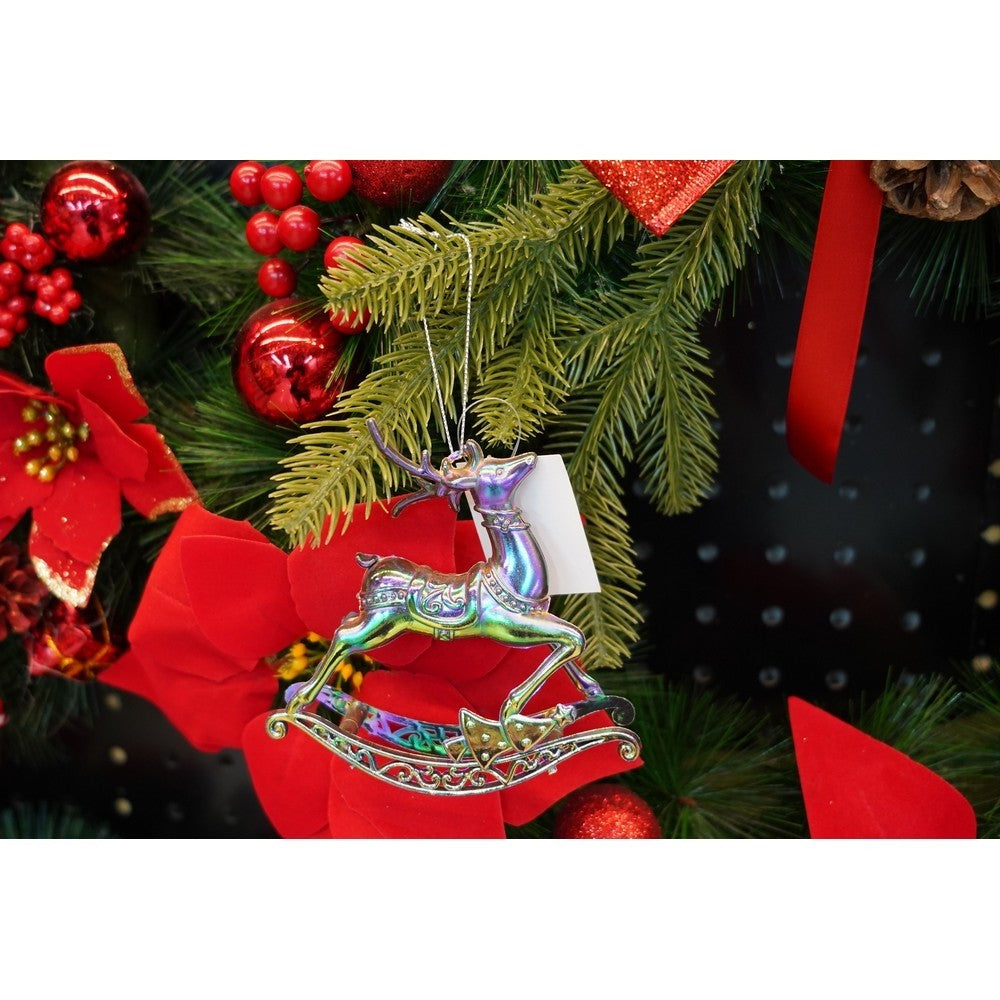 Ornament brad de Craciun, Iridescent, in forma de Ren, 11 cm x 11 cm, Plastic, Flippy