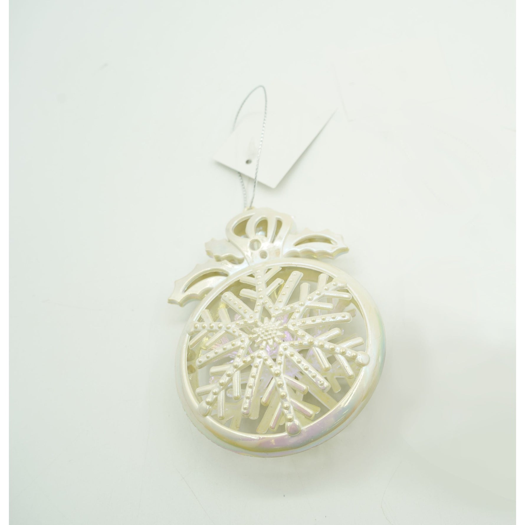 Ornament brad de Craciun, Perlat, Rotund, 8 cm x 11 cm, Plastic, Flippy