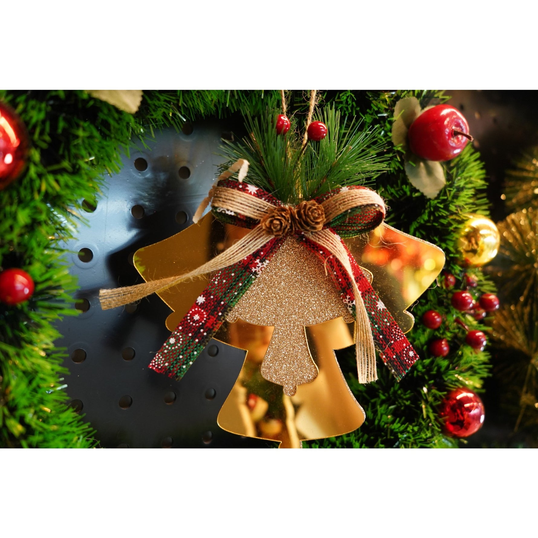 Ornament brad, Flippy, Clopotei, Auriu, Lucios, 16*17CM, Acril, Interior/ Exterior