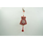 Ornament de brad broderie cu clopot, Flippy, roz, lemn, 18 cm