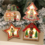 Ornament de Brad, Flippy, cu Lumini LED, din Lemn, Figurina Spargatorul de Nuci, Model Masina, Multicolor