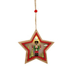 Ornament de Brad, Flippy, cu Lumini LED, din Lemn, Figurina Spargatorul de Nuci, Model Stea, Multicolor