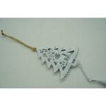 Ornament de brad pom de craciun, Flippy, alb, metal, 20 cm