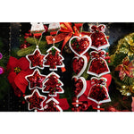 Ornament de brad trei inimi cu paiete, Flippy, rosu, lemn, 36 cm